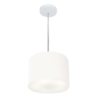 Pendente Cilíndrico Md-4209 Cúpula em Tecido 25x25cm Branco - Bivolt