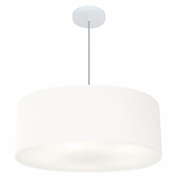Pendente Cilíndrico Md-4079 Cúpula em Tecido 60x21cm Branco - Bivolt