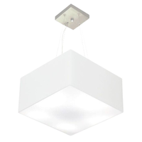 Pendente Quadrado Md-4195 Cúpula em Tecido 25-40x40cm Branco - Bivolt