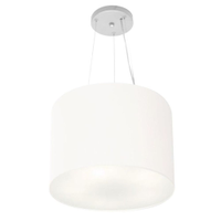 Pendente Cilíndrico Md-4183 Cúpula em Tecido 40x30cm Branco - Bivolt