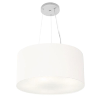 Pendente Cilíndrico Md-4186 Cúpula em Tecido 45x25cm Branco - Bivolt