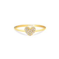Anel Pavê Coração em Ouro Amarelo 18k com Diamantes