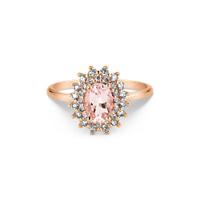 Anel Clássico em Ouro Rosé 18k com Morganita e Diamantes