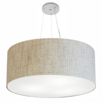 Pendente Cilíndrico Md-4150 Cúpula em Tecido 70x21cm Rústico Bege - Bivolt