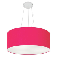 Pendente Cilíndrico Md-4047 Cúpula em Tecido 50x21cm Rosa Pink - Bivolt