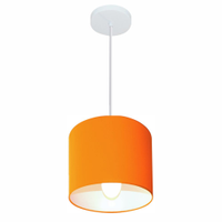 Pendente Cilíndrico Md-4046 Cúpula em Tecido 18x18cm Laranja - Bivolt