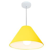 Pendente Cone Md-4078 Cúpula em Tecido 25-40x15cm Amarelo - Bivolt