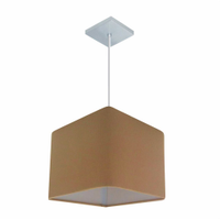 Pendente Quadrado Md-4058 Cúpula em Tecido 21/25x25cm Palha - Bivolt