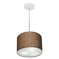 Pendente Cilíndrico Md-4209 Cúpula em Tecido 25x25cm Café - Bivolt