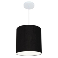 Pendente Cilíndrico Md-4036 Cúpula em Tecido 30x31cm Preto - Bivolt