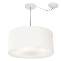 Pendente Cilíndrico Com Desvio Md-4252 Cúpula em Tecido 55x25cm Branco - Bivolt