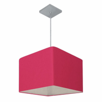 Pendente Quadrado Md-4059 Cúpula em Tecido 21/35x35cm Rosa Pink - Bivolt