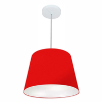 Pendente Cone Md-4155 Cúpula em Tecido 30/40x30cm Vermelho - Bivolt