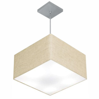 Pendente Quadrado Md-4020 Cúpula em Tecido 21/35x35cm Rústico Bege - Bivolt