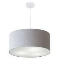 Pendente Cilíndrico Md-4220 Cúpula em Tecido 55x30cm Rústico Cinza - Bivolt