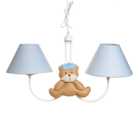 Lustre 2L Simples Com 2 Ursos Príncipes Quarto Bebê Infantil