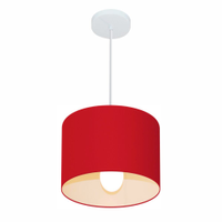 Pendente Cilíndrico Md-4113 Cúpula em Tecido 30x25cm Bordô - Bivolt