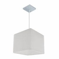 Pendente Quadrado Md-4058 Cúpula em Tecido 21/25x25cm Branco - Bivolt
