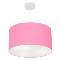 Pendente Cilíndrico Md-4101 Cúpula em Tecido 60x30cm Rosa Bebê - Bivolt