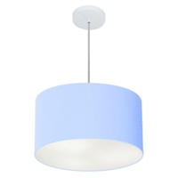 Pendente Cilíndrico Md-4099 Cúpula em Tecido 40x25cm Azul Bebê - Bivolt