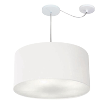 Pendente Cilíndrico Com Desvio Md-4253 Cúpula em Tecido 55x30cm Branco - Bivolt