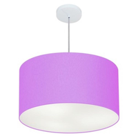 Pendente Cilíndrico Md-4101 Cúpula em Tecido 60x30cm Lilás - Bivolt