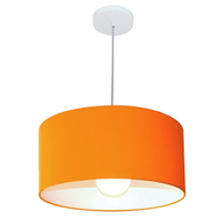 Pendente Cilíndrico 4052 Cúpula em Tecido 50x21cm Laranja - Bivolt
