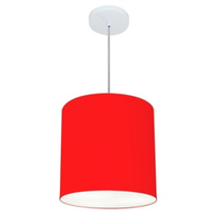 Pendente Cilíndrico Md-4036 Cúpula em Tecido 30x31cm Vermelho - Bivolt