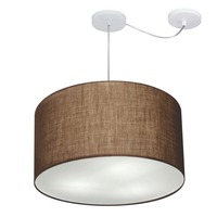 Pendente Cilíndrico Com Desvio Md-4239 Cúpula em Tecido 45x30cm Café - Bivolt