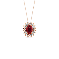 Pingente Clássico em Ouro Rosé 18k com Rubi e Diamantes