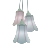 Lustre Pendente Luminária Cúpulas Paris Rosa Bebê e Branco