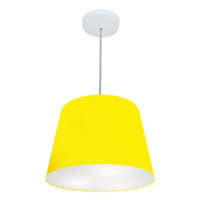 Pendente Cone Md-4155 Cúpula em Tecido 30/40x30cm Amarelo - Bivolt
