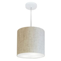 Pendente Cilíndrico Md-4036 Cúpula em Tecido 30x31cm Rústico Bege - Bivolt