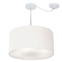 Pendente Cilíndrico Com Desvio Md-4251 Cúpula em Tecido 50x30cm Branco - Bivolt