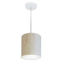 Pendente Cilíndrico Md-4012 Cúpula em Tecido 18x25cm Rústico Bege - Bivolt