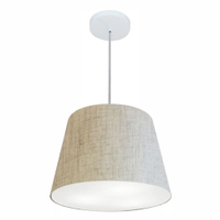 Pendente Cone Md-4155 Cúpula em Tecido 30/40x30cm Rústico Bege - Bivolt