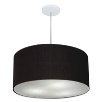 Pendente Cilíndrico Md-4214 Cúpula em Tecido 55x25cm Preto - Bivolt