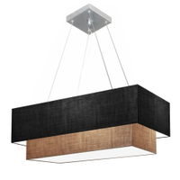 Pendente Duplo Retangular Vivare Md-4322 Cúpula em Tecido 99x40cm x 80x30cm PR/LP - Bivolt