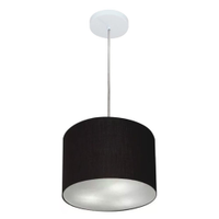 Pendente Cilíndrico Md-4209 Cúpula em Tecido 25x25cm Preto - Bivolt