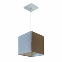 Pendente Quadrado Md-4223 Cúpula em Tecido 15/13x13cm Rústico Cinza - Bivolt