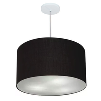 Pendente Cilíndrico Md-4250 Cúpula em Tecido 45x30cm Preto - Bivolt