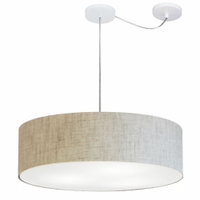 Pendente Cilíndrico Com Desvio Md-4265 Cúpula em Tecido 60x15cm Rústico Bege - Bivolt