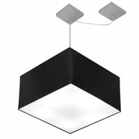 Pendente Quadrada C/ Desvio Md-4271 Cúpula em Tecido 30/40x40cm Preto - Bivolt