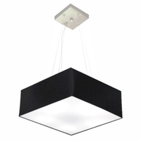 Pendente Quadrado Md-4194 Cúpula em Tecido 12-40x40cm Preto - Bivolt