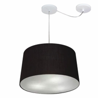 Pendente Cone Com Desvio Md-4277 Cúpula 30/40x45cm Preto - Bivolt