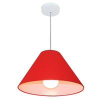 Pendente Cone Md-4078 Cúpula em Tecido 25-40x15cm Vermelho - Bivolt