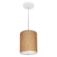 Pendente Cilíndrico Md-4012 Cúpula em Tecido 18x25cm Palha - Bivolt