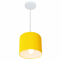 Pendente Cilíndrico Md-4046 Cúpula em Tecido 18x18cm Amarelo - Bivolt
