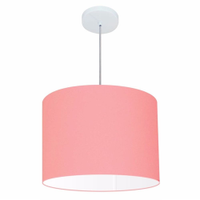Pendente Cilíndrico Md-4146 Cúpula em Tecido 40x30cm Rosa Bebê - Bivolt