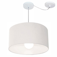 Pendente Cilíndrico Com Desvio Md-4231 Cúpula em Tecido 50x30cm Branco - Bivolt